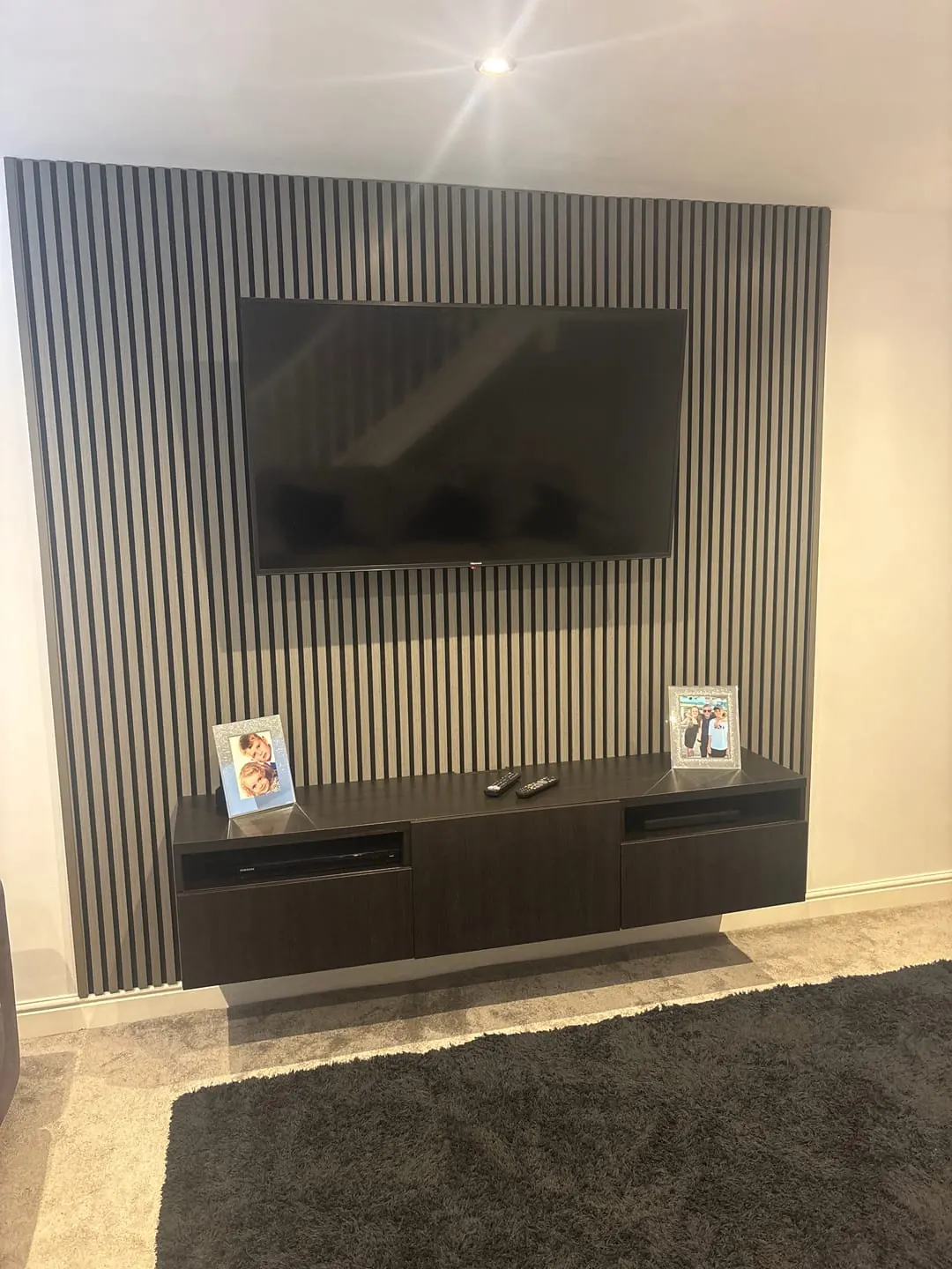 Black Oak wall panel installation